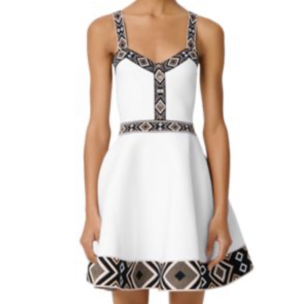 MAJE RELEIF FIT & FLARE DRESS